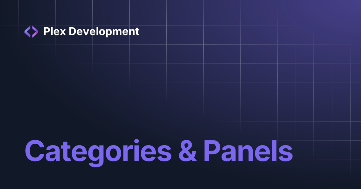 Categories & Panels | Plex Development